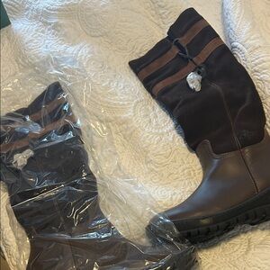 Brown Tall Boots with Black Soles